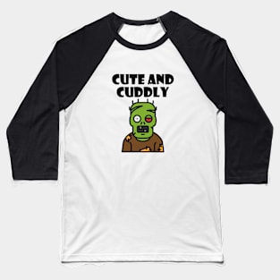 Cute and Cuddly Creepy Green Monster Light-Color Baseball T-Shirt